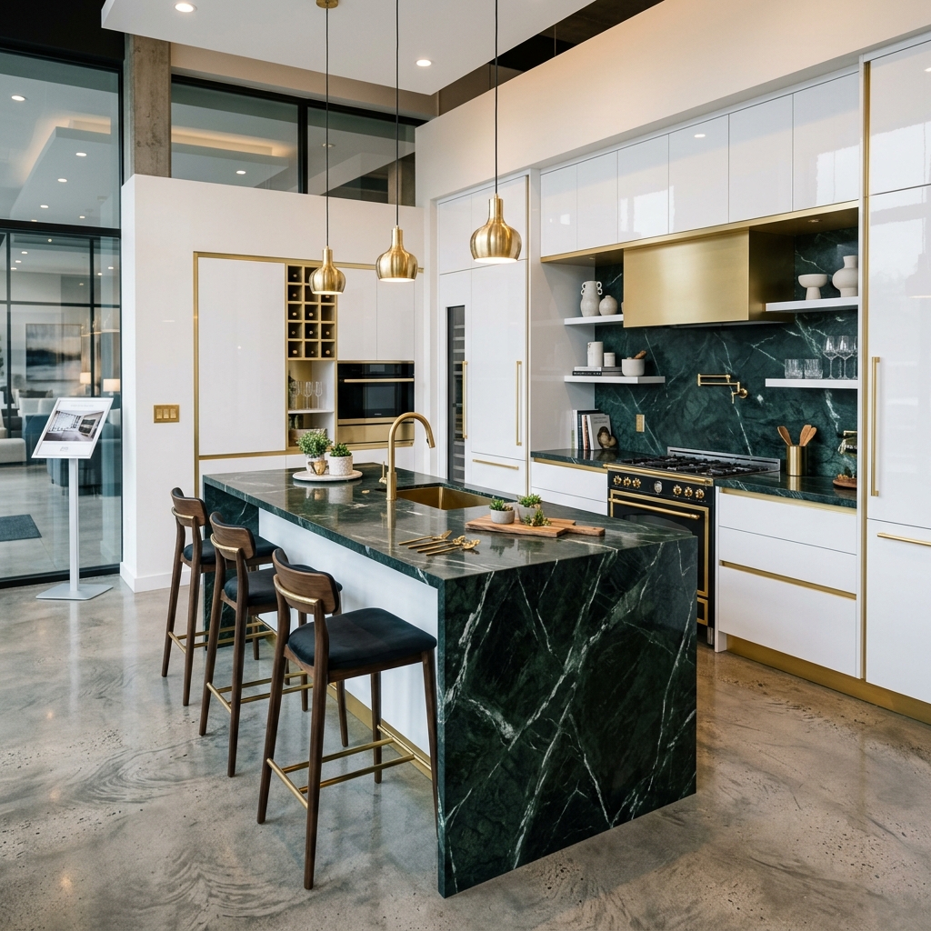 Phòng bếp luxury đảo đá