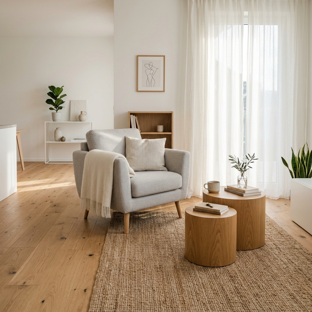 Phòng khách studio ngập nắng